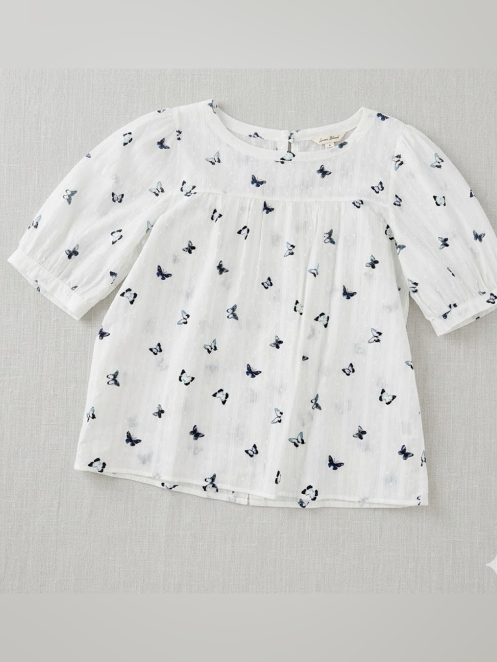 Jane and Delancey Kids Butterfly Print Blouse - White and Blue